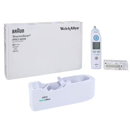 Braun ThermoScan Pro 6000 Thermometer Reusable Dual Scale Tympanic Probe 2AA Ea
