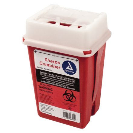 Sharps Container 1qt Red 4.3x3.5x6.5" Slide Lid Plastic Ea