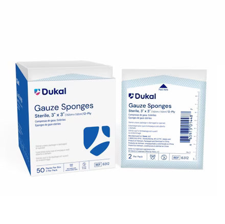 100% Woven Cotton Gauze Sponge 3x3" 12 Ply Sterile