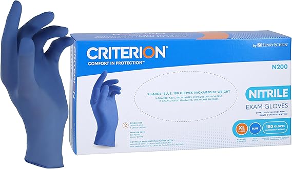 Criterion Powder-Free Nitrile Blue Exam Gloves 200/Bx