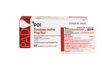 Prep Pad PVP Iodine 10% Medium 1-3/16x2-5/8" 25/Bx