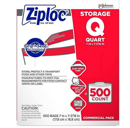 Ziploc Quart Food Storage Bags